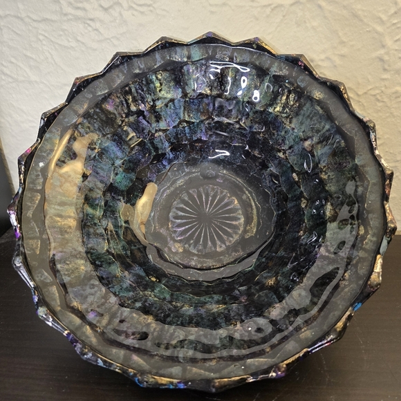 HANDCRAFTED Upcycled Glass Abstract Dish HANDPAINTED Tabletop Art Decor Bowl - Picture 11 of 17